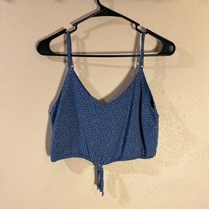 Blue Polka Dot Cropped Tank Top